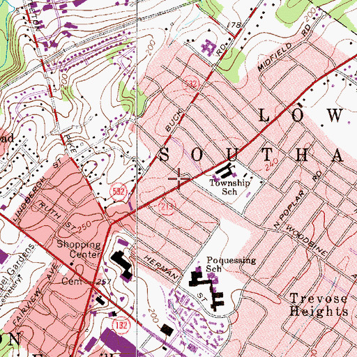 Topographic Map of Tri - Hampton Rescue Squad, PA