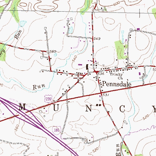 Topographic Map of Muncy Township Volunteer Fire Company, PA