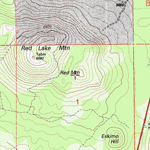 Topographic Map of Red Mountain, CA