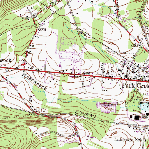 Topographic Map of Ryan Township Fire and Rescue District 26 Station 1, PA