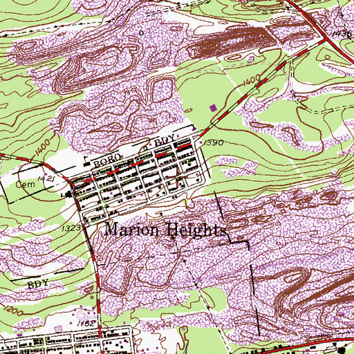 Topographic Map of Marion Heights Fire Company Station 70, PA