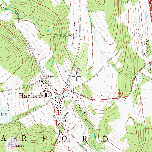 Topographic Map of Harford Volunteer Fire Company, PA