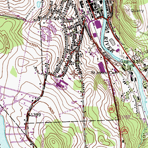 Topographic Map of Texas Number 4 Fire Company, PA