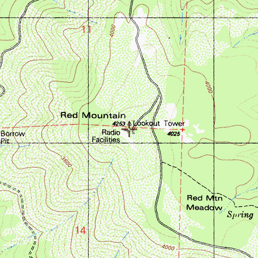 Topographic Map of Red Mountain, CA