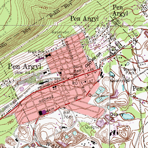 Topographic Map of Lookout Fire Company 1 Station 32, PA