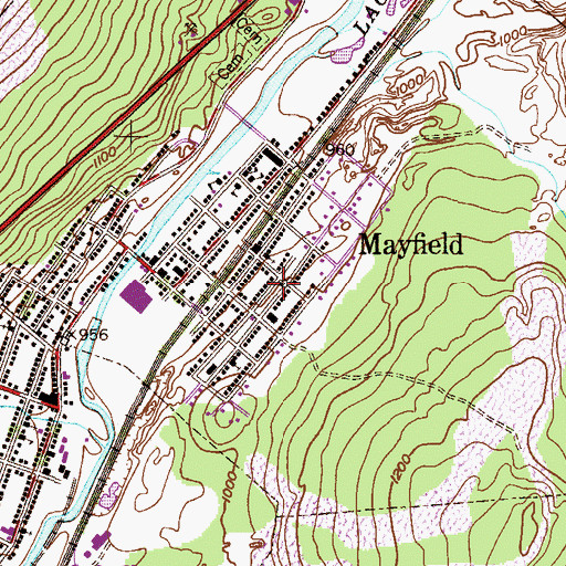 Topographic Map of Mayfield Hose Company Station 59 - 1, PA