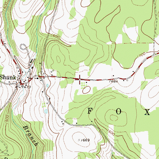 Topographic Map of Endless Winds Volunteer Fire Company Station 55, PA