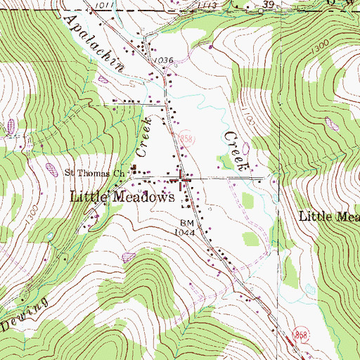 Topographic Map of Little Meadows Volunteer Fire Company - Little Meadows Rescue Squad, PA