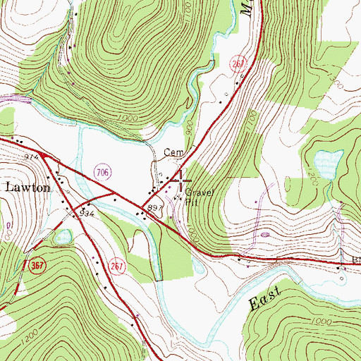 Topographic Map of Rush Volunteer Fire Department Station 1, PA