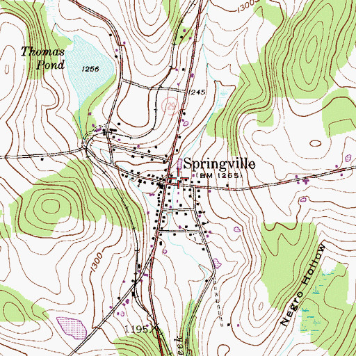 Topographic Map of Springville Volunteer Fire Company, PA