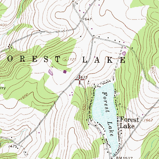 Topographic Map of Forest Lake Volunteer Fire Company 1, PA