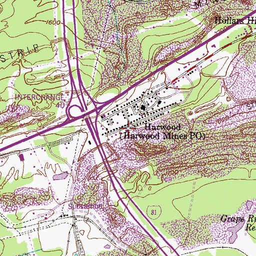 Topographic Map of Harwood Fire Company, PA