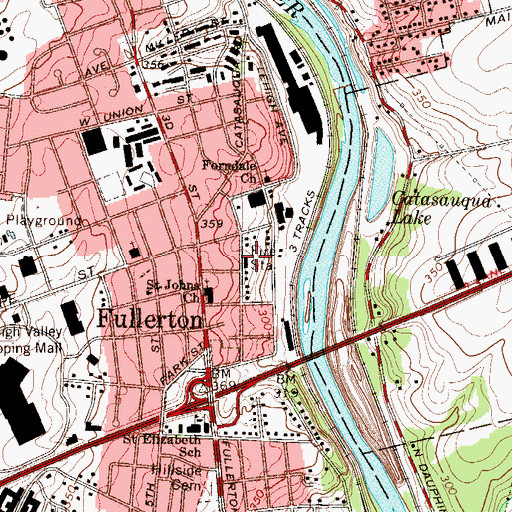 Topographic Map of Fullerton Volunteer Fire Department Station 36, PA