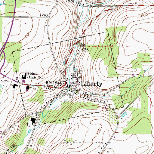 Topographic Map of Liberty Volunteer Fire Company, PA