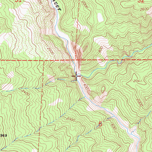 Topographic Map of Red Mountain Creek, CA