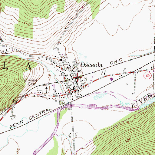 Topographic Map of Osceola Volunteer Fire Department, PA