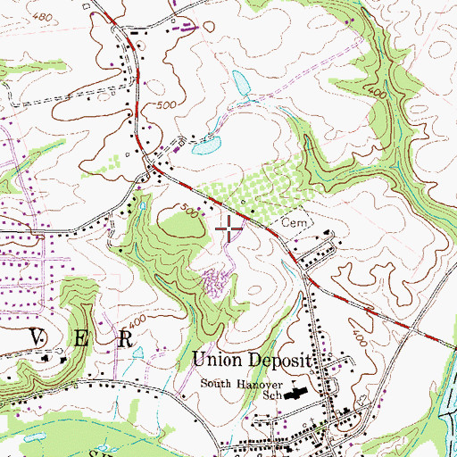Topographic Map of Union Deposit Volunteer Fire Company Station 47, PA