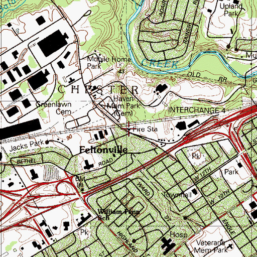 Topographic Map of Chester Township Fire Company Station 47, PA