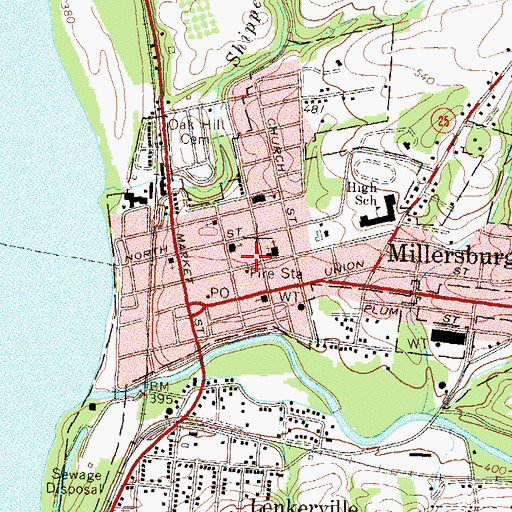 Topographic Map of Millersburg Fire Company Station 20, PA