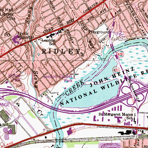 Topographic Map of Leedom Fire Company Station 70, PA