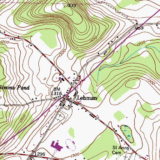 Topographic Map of Back Mountain Fire Department - Dallas Station 156, PA