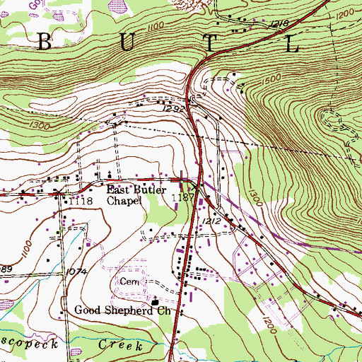 Topographic Map of Valley Regional Fire and Rescue Station 16, PA
