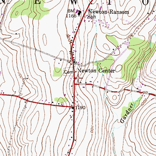 Topographic Map of Newton Ransom Volunteer Fire Company Station 8, PA