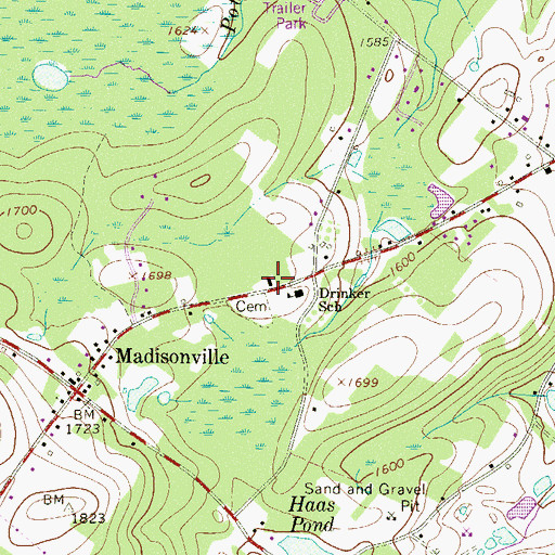 Topographic Map of Madisonville Independent Fire Company Station 56, PA
