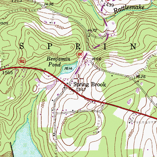 Topographic Map of Spring Brook Volunteer Fire Company Station 53, PA