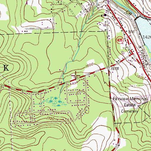 Topographic Map of Elmhurst Roaring Brook Volunteer Fire Company Station 15, PA