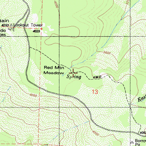 Topographic Map of Red Mountain Meadow, CA