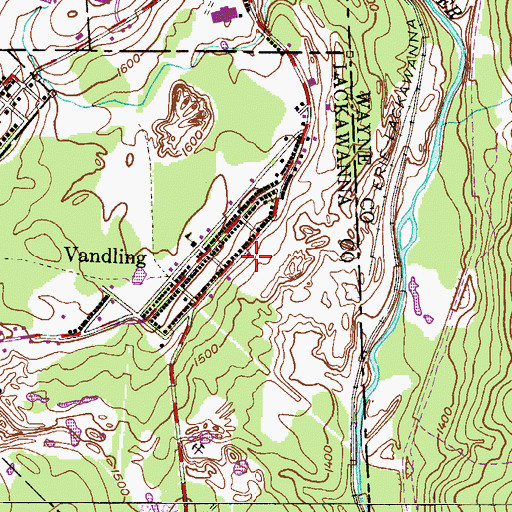 Topographic Map of Vandling Hose Company Station 42, PA