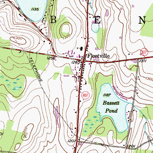 Topographic Map of Fleetville Volunteer Fire Company Station 63, PA