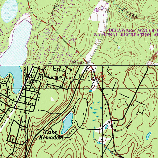 Topographic Map of Delaware Township Volunteer Fire Department Station 2, PA