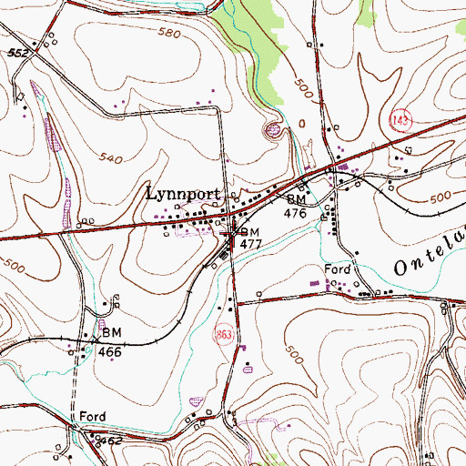 Topographic Map of Lynnport Community Fire Company Station 14, PA