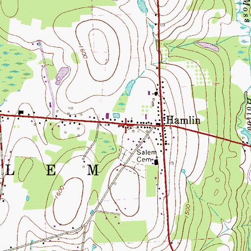 Topographic Map of Hamlin Fire and Rescue Station 67, PA