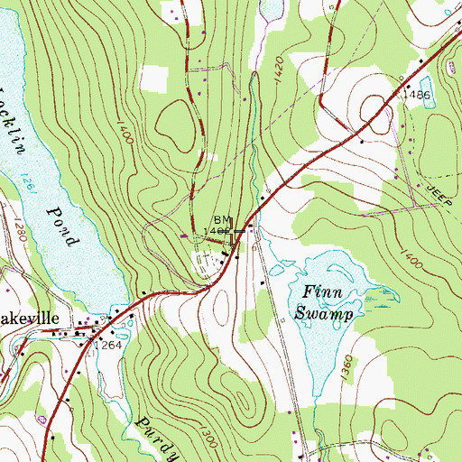 Topographic Map of Lakeville Volunteer Fire Company Station 18 Main Station, PA