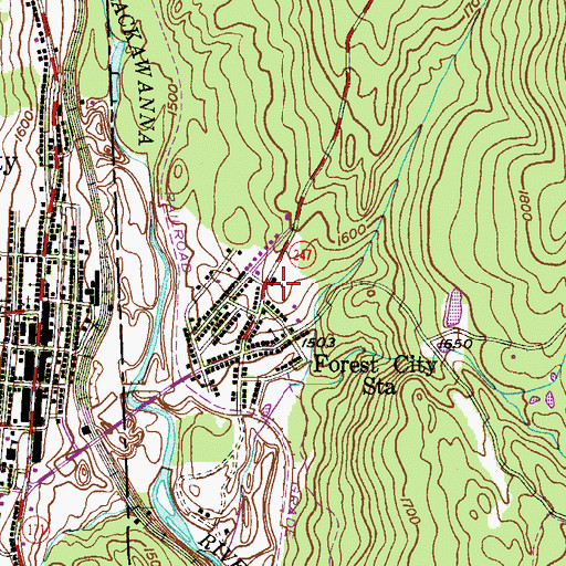 Topographic Map of Browndale Fire Company 1, PA