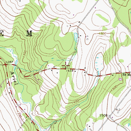 Topographic Map of Ledgedale Volunteer Hose Company Station 36, PA