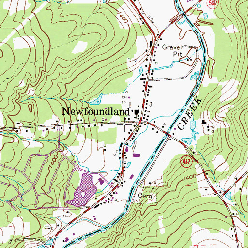 Topographic Map of Greene Dreher Volunteer Fire Association, PA
