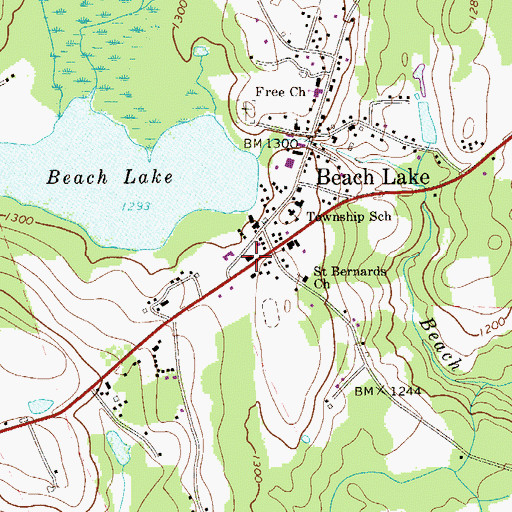 Topographic Map of Lake Beach Volunteer Fire Company Station 21, PA