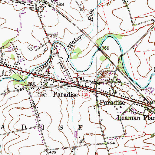 Topographic Map of Paradise - Leaman Place Fire Company Station 47, PA
