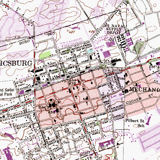 Topographic Map of Washington Fire Company Station 28, PA