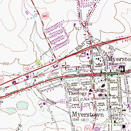 Topographic Map of Goodwill Fire Company Station 30, PA