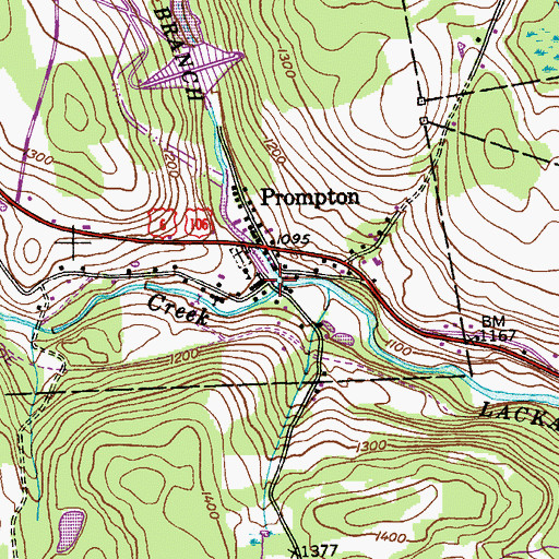 Topographic Map of Prompton Fire and Rescue Unit Station 94, PA