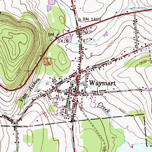Topographic Map of Waymart Volunteer Fire Company Station 75, PA