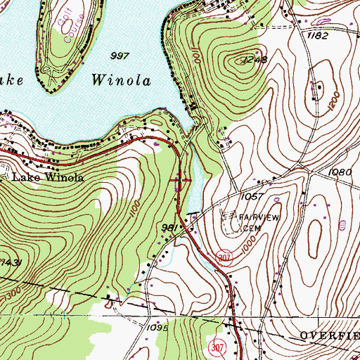 Topographic Map of Lake Winola Volunteer Fire Company 1, PA