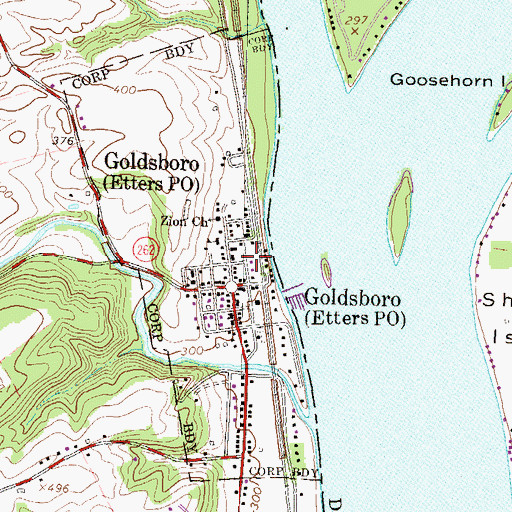 Topographic Map of Goldsboro Fire Company Station 28, PA