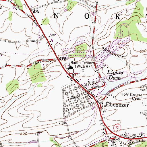 Topographic Map of Ebenezer Volunteer Fire Company Station 9, PA