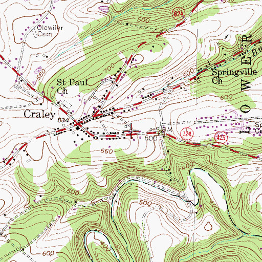 Topographic Map of Craley Community Fire Company Station 44, PA